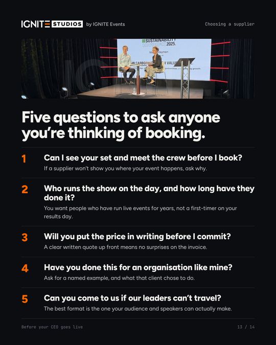 Page 13 of the guide: Five questions for any supplier